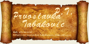 Prvoslavka Tabaković vizit kartica